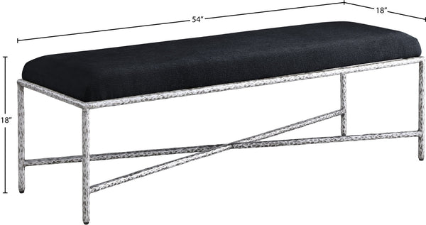 Meridian Furniture Valley Chenille Upholstered Bench with Iron Frame for Bedroom or Entryway 22065Black