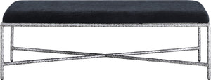 Meridian Furniture Valley Chenille Upholstered Bench with Iron Frame for Bedroom or Entryway 22065Black