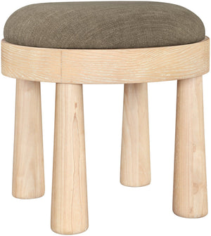 Meridian Furniture Larea Art Deco Cube Ottoman Linen Upholstered Wood Base Living Room Accent Footrest Brown Style A 22067Brown