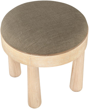 Meridian Furniture Larea Art Deco Cube Ottoman Linen Upholstered Wood Base Living Room Accent Footrest Brown Style A 22067Brown