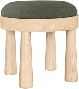 Meridian Furniture Larea Art Deco Cube Ottoman Linen Upholstered Wood Base Living Room Accent Footrest Olive Style A 22067Olive