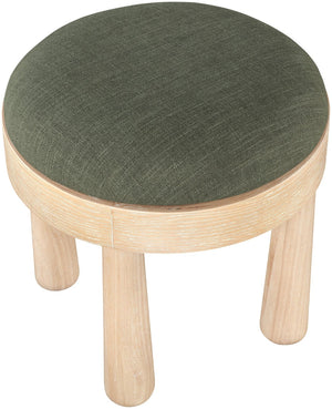 Meridian Furniture Larea Art Deco Cube Ottoman Linen Upholstered Wood Base Living Room Accent Footrest Olive Style A 22067Olive