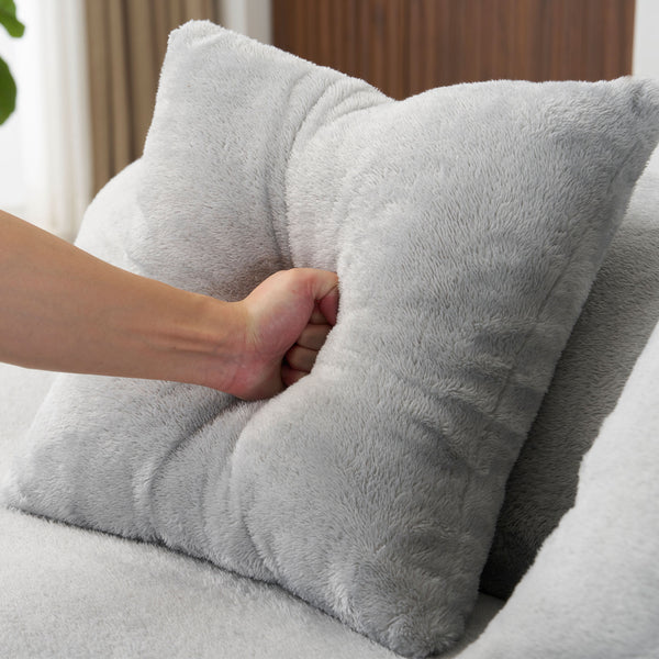 English Elm Modern curved modular sofa with dark plush upholstery, ergonomic design, versatile multi-seat lounge solution for contemporary living rooms LIGHT GREY W3612S00007