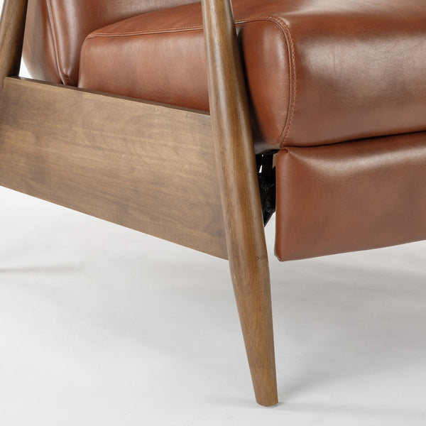 English Elm Sarasota Wood Arm Push Back Recliner with Leather Gel Upholstery, Chestnut Arms & 3-Position Comfort Caramel B050P281016