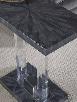 Lexington Artistica Home Litmus Rectangular Spot Table - Unique Neoclassical Design With Faux Horn And Starburst Elegance Dark Brown Wood 2207-950