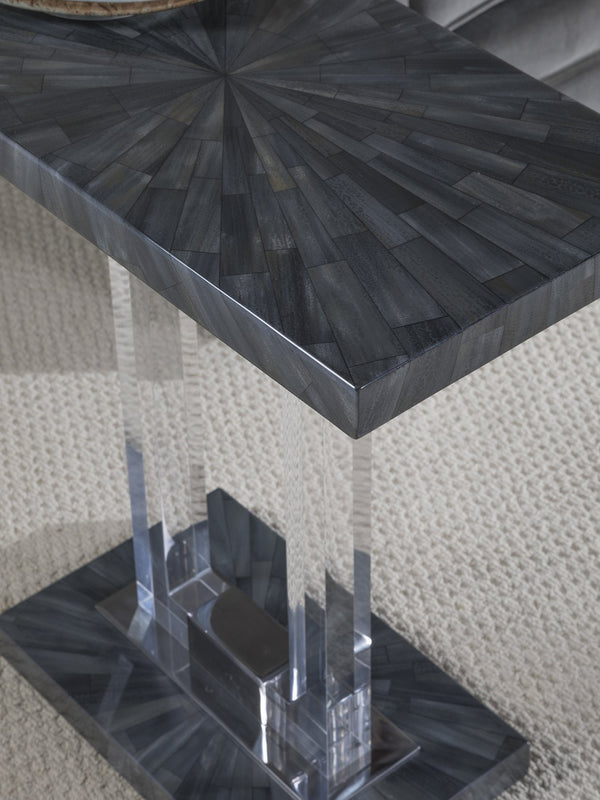 Lexington Artistica Home Litmus Rectangular Spot Table - Unique Neoclassical Design With Faux Horn And Starburst Elegance Dark Brown Wood 2207-950