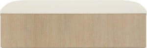 Meridian Furniture Velden Art Deco Storage Bench with Vegan Leather and Cerused Wood Base 22070Cream
