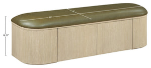 Meridian Furniture Velden Art Deco Storage Bench in Olive Vegan Leather with Cerused Wood Base 22070Olive