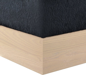 Meridian Furniture Havre Plush Velour Fur Cube Ottoman with Art Deco Base for Living Room Accent Piece Black A 22074Black