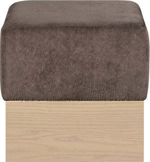 Meridian Furniture Havre Plush Velour Fur Cube Ottoman with Art Deco Base for Living Room Accent Piece Brown A 22074Brown