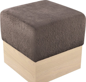 Meridian Furniture Havre Plush Velour Fur Cube Ottoman with Art Deco Base for Living Room Accent Piece Brown A 22074Brown