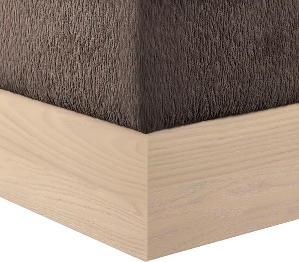 Meridian Furniture Havre Plush Velour Fur Cube Ottoman with Art Deco Base for Living Room Accent Piece Brown A 22074Brown