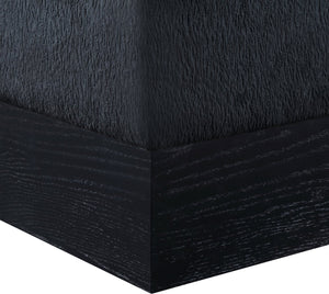 Meridian Furniture Havre Plush Velour Fur Cube Ottoman with Art Deco Base for Living Room Accent Piece Black B 22075Black