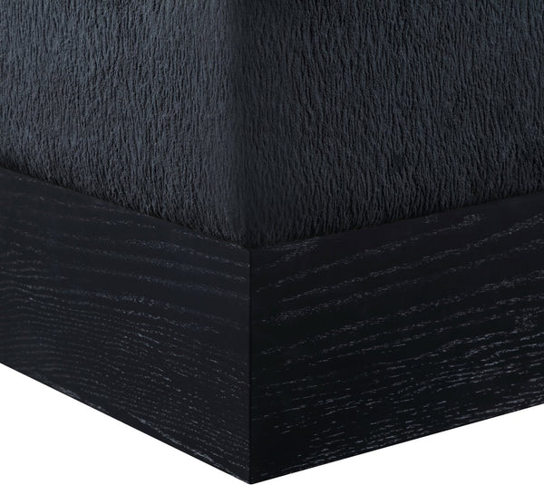 Meridian Furniture Havre Plush Velour Fur Cube Ottoman with Art Deco Base for Living Room Accent Piece Black B 22075Black