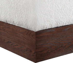 Meridian Furniture Havre Plush Velour Fur Cube Ottoman with Art Deco Base for Living Room Accent Piece Beige C 22076Beige