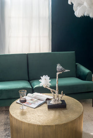 English Elm Aluminum Candle Holder With Elegant Marble Base, Nature-Inspired Design For Modern Home Décor W2078P172360