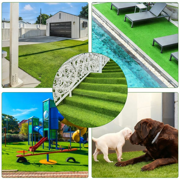 English Elm 6ftx10ft Outdoor Artificial Grass Rug Lush Pe Turf Patio Balcony Pet Friendly Mat W1790P396380