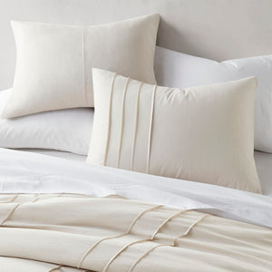 English Elm 3-piece Cal King Pintuck Pleated Microfiber Comforter Set Soft Washed Tailored Bedding Neutral B035P463229