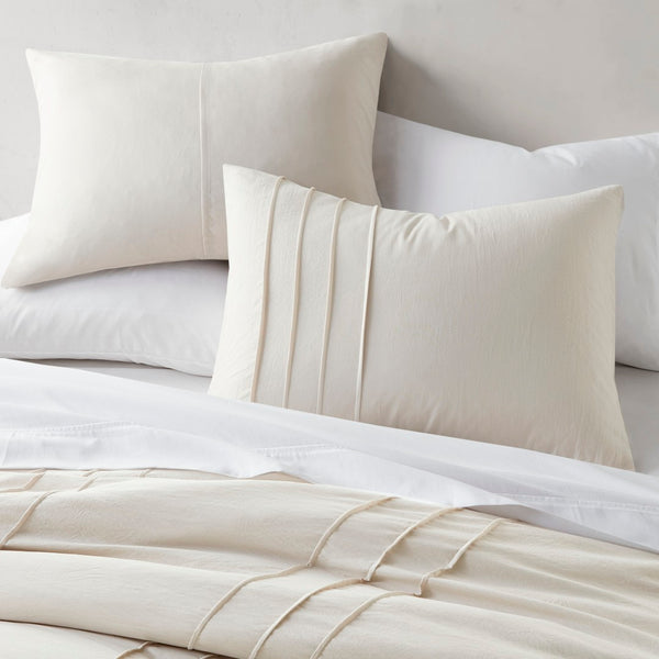 English Elm 3-piece Cal King Pintuck Pleated Microfiber Comforter Set Soft Washed Tailored Bedding Neutral B035P463229