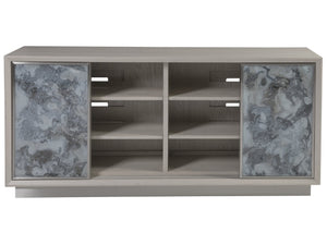 Lexington Artistica Home Metaphor Media Console - Contemporary White Oak Design With Églomisé Panels And Adjustable Shelves Light Gray Wood 2208-907
