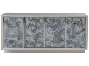 Lexington Artistica Home Metaphor Media Console - Contemporary White Oak Design With Églomisé Panels And Adjustable Shelves Light Gray Wood 2208-907