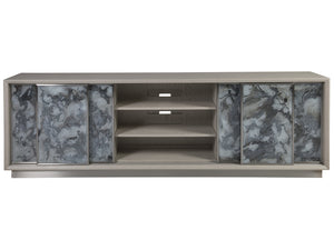 Lexington Artistica Home Metaphor Media Console - Contemporary White Oak Design With Églomisé Panels And Adjustable Shelves Light Gray Wood 2208-908