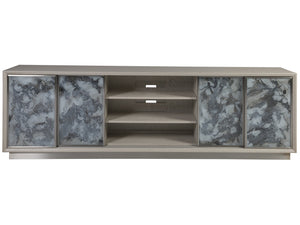 Lexington Artistica Home Metaphor Media Console - Contemporary White Oak Design With Églomisé Panels And Adjustable Shelves Light Gray Wood 2208-908