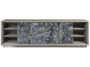 Lexington Artistica Home Metaphor Media Console - Contemporary White Oak Design With Églomisé Panels And Adjustable Shelves Light Gray Wood 2208-908