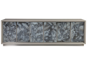 Lexington Artistica Home Metaphor Media Console - Contemporary White Oak Design With Églomisé Panels And Adjustable Shelves Light Gray Wood 2208-908