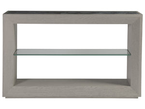 Lexington Artistica Home Metaphor Console - Stunning White Oak Design With Églomisé Top And Tempered Glass Shelf For Elegance Light Gray Wood 2208-966c