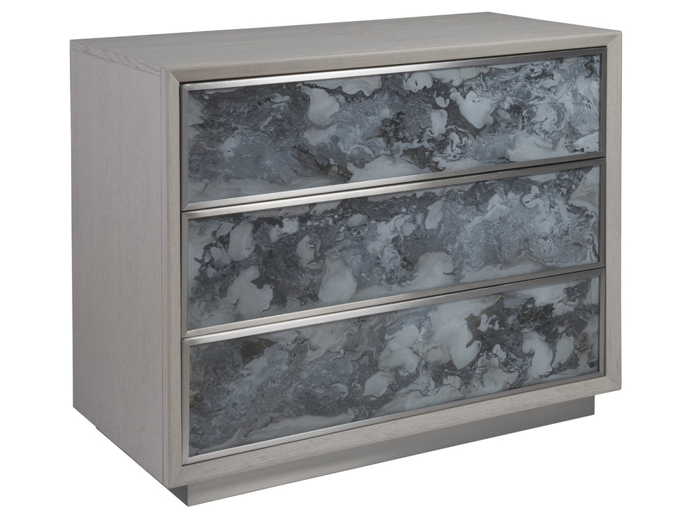 Lexington Artistica Home Metaphor Hall Chest - Elegant Contemporary Design With Églomisé Accents And Brushed Stainless Steel Frame Light Gray Wood 2208-973