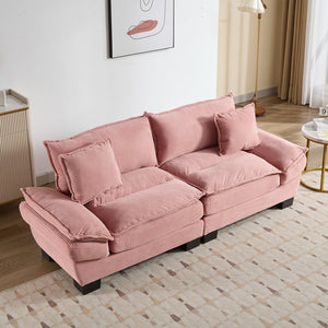 English Elm Corduroy Modern Sofa Sleeper Loveseat with Double-Layer Cushions, Two Pillows, Sturdy Frame 84" Pink W676P227339