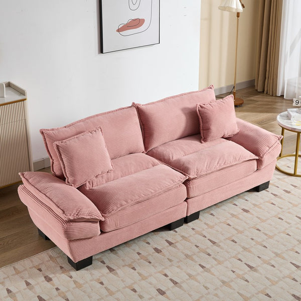 English Elm Corduroy Modern Sofa Sleeper Loveseat with Double-Layer Cushions, Two Pillows, Sturdy Frame 84" Pink W676P227339