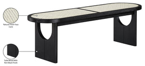 Meridian Furniture Canovia Mid-century Solid Wood Bench with Faux Cane Seat Panel for Entryway or Bedroom Black 22083Black