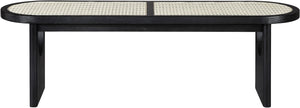 Meridian Furniture Canovia Mid-century Solid Wood Bench with Faux Cane Seat Panel for Entryway or Bedroom Black 22083Black
