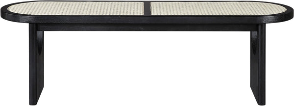 Meridian Furniture Canovia Mid-century Solid Wood Bench with Faux Cane Seat Panel for Entryway or Bedroom Black 22083Black