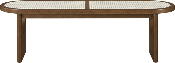 Meridian Furniture Canovia Mid-century Solid Wood Bench with Faux Cane Seat Panel for Entryway or Bedroom Brown Walnut 22083Brown