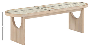 Meridian Furniture Canovia Mid-century Solid Wood Bench with Faux Cane Seat Panel for Entryway or Bedroom Natural 22083Natural