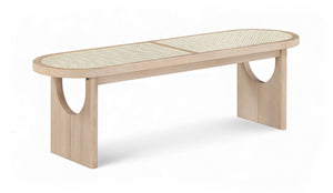 Meridian Furniture Canovia Mid-century Solid Wood Bench with Faux Cane Seat Panel for Entryway or Bedroom Natural 22083Natural