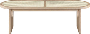 Meridian Furniture Canovia Mid-century Solid Wood Bench with Faux Cane Seat Panel for Entryway or Bedroom Natural 22083Natural