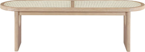 Meridian Furniture Canovia Mid-century Solid Wood Bench with Faux Cane Seat Panel for Entryway or Bedroom Natural 22083Natural