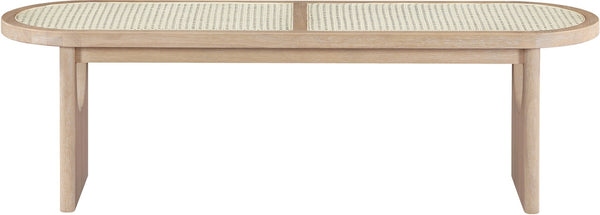 Meridian Furniture Canovia Mid-century Solid Wood Bench with Faux Cane Seat Panel for Entryway or Bedroom Natural 22083Natural