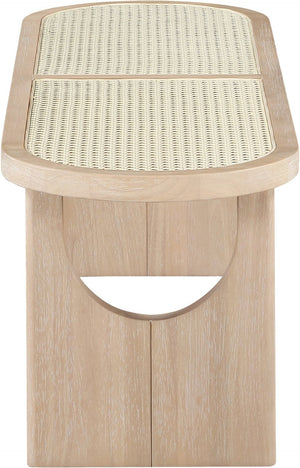 Meridian Furniture Canovia Mid-century Solid Wood Bench with Faux Cane Seat Panel for Entryway or Bedroom Natural 22083Natural