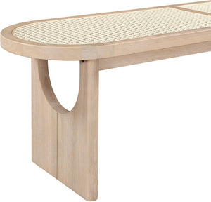 Meridian Furniture Canovia Mid-century Solid Wood Bench with Faux Cane Seat Panel for Entryway or Bedroom Natural 22083Natural