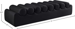 Meridian Furniture Rumble Vegan Leather Upholstered Bench with Bolster Pillows for Bedroom or Entryway Black 72 inches 22084Black