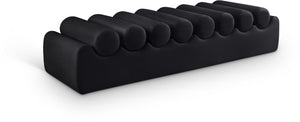 Meridian Furniture Rumble Vegan Leather Upholstered Bench with Bolster Pillows for Bedroom or Entryway Black 72 inches 22084Black