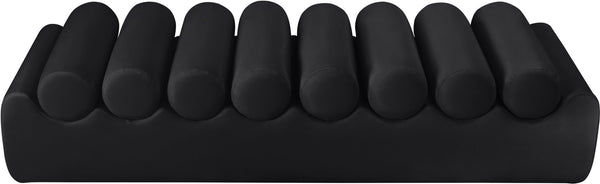 Meridian Furniture Rumble Vegan Leather Upholstered Bench with Bolster Pillows for Bedroom or Entryway Black 72 inches 22084Black