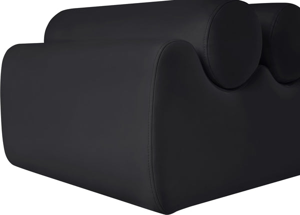 Meridian Furniture Rumble Vegan Leather Upholstered Bench with Bolster Pillows for Bedroom or Entryway Black 72 inches 22084Black