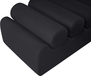 Meridian Furniture Rumble Vegan Leather Upholstered Bench with Bolster Pillows for Bedroom or Entryway Black 72 inches 22084Black