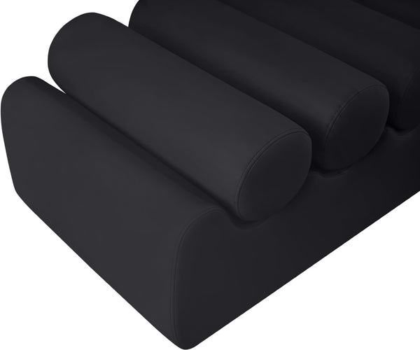Meridian Furniture Rumble Vegan Leather Upholstered Bench with Bolster Pillows for Bedroom or Entryway Black 72 inches 22084Black
